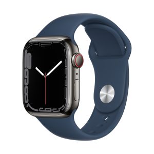 Apple Watch S7 Edelstahl 41mm Cellular Graphite (Sportarmband abyssblau)