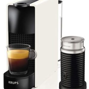 Krups XN 1111 Nespresso Essenza Mini Coffee Machine Bundle with Aeroccino White