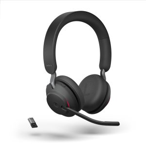Jabra Evolve2 65 Headset, Stereo, kabellos, Bluetooth, schwarz inkl. Link 380 USB-A, Optimiert für Microsoft Teams