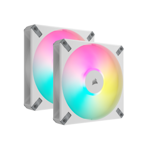 CORSAIR AF140 RGB ELITE weiß 2er-Pack | 140mm Gehäuselüfter inkl. iCUE Lighting Node CORE