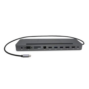 i-tec USB-C Metal Ergonomic 4K 3x Display Docking Station – USB-C, DP, HDMI, VGA, USB 3.0/2.0, LAN, (micro-)SD-Karte, Audio