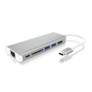 ICY BOX IB-DK4034-CPD USB Type-C Dockingstation [1x HDMI, 2x USB 3.0, 1x USB TYP-C, 1x SD Kartenleser, 1x Gigabit LAN RJ45]