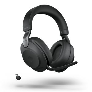 Jabra Evolve2 85 Headset, Stereo, kabellos, schwarz Bluetooth, inkl. Link 380 USB-C, inkl. Ladestation
