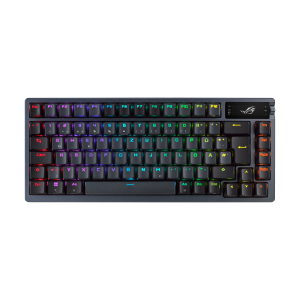 ASUS ROG Azoth RGB Gaming Tastatur mit 75% Layout – kabellose RGB Gaming Tastatur im Layout 75% mit Bluetooth und einem OLED Display zum ablesen von S