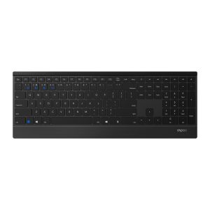 Rapoo Kabellose Ultraflache Multi-Mode-Tastatur “E9500M” schwarz Drahtlose Multimodus-Verbindung, QWERTZ (deutsches)-Layout