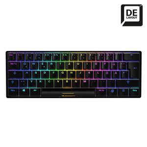 Sharkoon SKILLER SGK50 S4 Gaming Tastatur mit braunen Switches – 60 % Layout, Kail H brown Switches, RGB-Beleuchtung, QWERTZ-Layout, schwarz