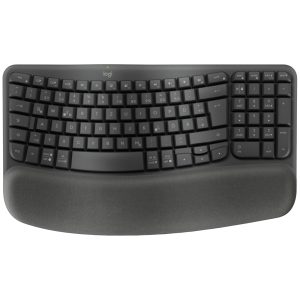 Logitech WAVE KEYS, schwarz – Kabellose ergonomische Tastatur mit gepolsterter Handballenauflage