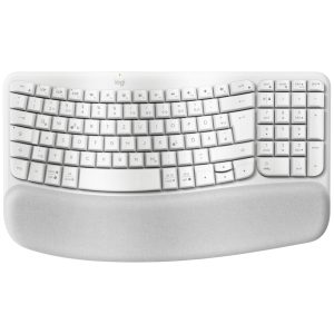 Logitech WAVE KEYS, weiß – Kabellose ergonomische Tastatur mit gepolsterter Handballenauflage