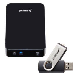 Intenso Memory Center 3TB incl. Intenso Basic Line 8GB Bundle with External Hard Drive and USB Stick