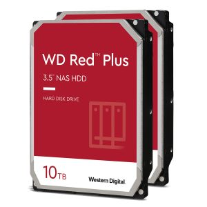 2 Pack Western Digital WD Red Plus 10TB 256MB 3.5 Inch SATA 6Gb/s – Internal NAS Hard Drive (CMR)