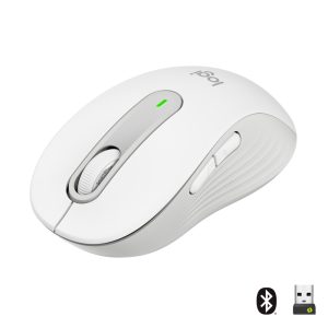 Logitech Signature M650 Large, wireless mouse, Bluetooth and Logi Bolt compatible, Siltent Touch, Smartwheel, USB receiver, Offwhite