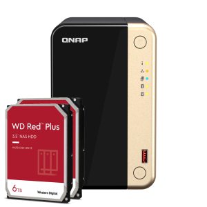QNAP Systems TS-264-8G 12TB WD Red Plus NAS bundle incl. 2x 6TB WD Red Plus 3.5 Inch SATA Hard Drive