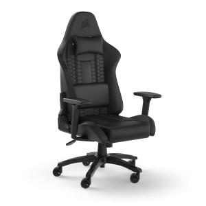 CORSAIR TC100 Gaming-Stuhl mit Stoffbezug schwarz – Gaming Stuhl mit Lendenkissen und abnehmbaren Nackenkissen aus Memory Schaumstoff
