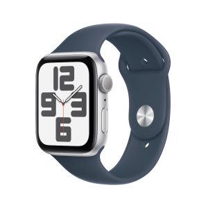 Apple Watch SE (2. Gen) GPS 44mm Alu Silber Sportarmband Sturmblau – S/M