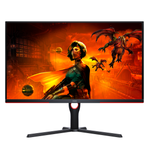 AOC Gaming U32G3X 32 Zoll UHD Monitor, 144 Hz, FreeSync Pre., G-Sync comp., HDR400 (3840×2160, 1ms GtG, HDMI 2.1, DisplayPort) schwarz-rot