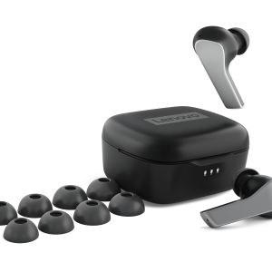 Lenovo Smart Wireless Earbuds, True Wireless-Ohrhörer mit adaptiver Geräuschunterdrückung, schwarz