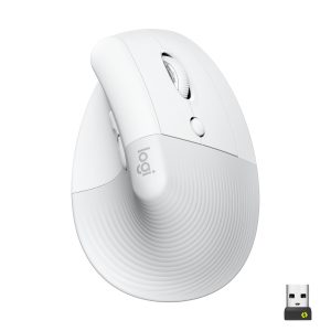 Logitech Lift Vertical Ergonomic Mouse, Gummibeschichtete Grifffläche, Bequeme Daumenauflage, 4 anpassbare leise Tasten