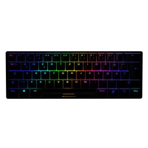 Sharkoon SKILLER SGK50 S4 Gaming Tastatur mit roten Switches – 60 % Layout, rote Hot-Swap Switches, RGB-Beleuchtung, QWERTZ-Layout, schwarz