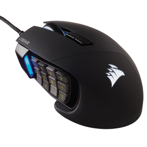 Corsair Scimitar Elite RGB MMO Gaming Mouse, Black, 18,000DPI, 1000Hz, RGB lighting, 17 keys