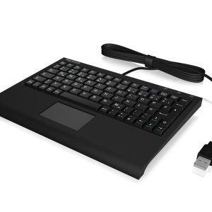 KeySonic ACK-3410 USB-Tastatur (DE) Kompakt-Mini-Tastatur mit integriertem Smart-Touchpad, SoftSkin Beschichtung, Leiser Tastenanschlag