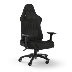 CORSAIR TC100 Relaxed Soft Fabric Gaming Chair black – Gaming chair with lumbar cushion and removable neck cushion from memory foam