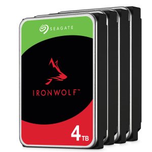 4 Pack Seagate IronWolf 4TB 256MB 3.5 Inch SATA Internal CMR NAS Hard Drive