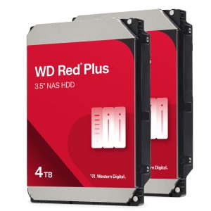 2 Pack Western Digital WD Red Plus 4TB 256MB 3.5 Inch SATA Internal NAS Hard Drive (CMR)