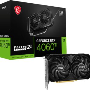 MSI GeForce RTX 4060 Ti Ventus 2X Black 16G OC Grafikkarte – 16GB GDDR6, 1x HDMI, 3x DP