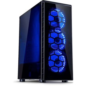 Inter-Tech CXC2 Midi Tower ATX Gaming Gehäuse Seitenfenster, blaue LED