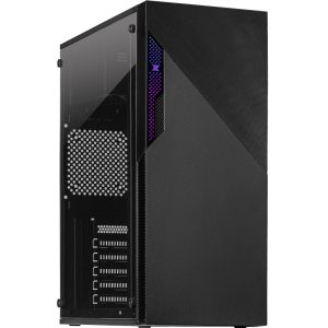 Inter-Tech A-303 Slant ATX RGB Gaming Gehäuse, Acrylglas-Seitenteil, Schwarz