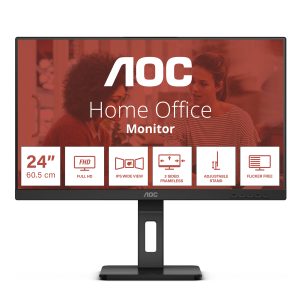 AOC 24E3QAF 24 Zoll Full HD Monitor, Lautsprecher, höhenverstellbar (1920×1080, 75 Hertz, VGA, HDMI, DisplayPort) schwarz