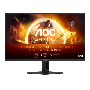 AOC Gaming 24G4XE 24 Inch FHD Monitor, 180 Hz, 1 ms, FreeSync Prem., G-Sync comp., HDR10 (1920×1080, HDMI, DisplayPort) black