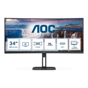 AOC CU34V5C Curved Monitor – WQHD, height adjustment, USB-C