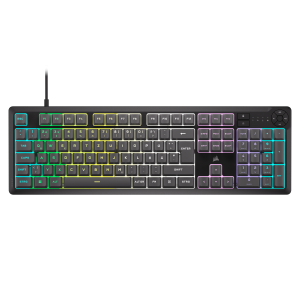 Corsair K55 Core RGB Gaming-Tastatur grau – Membran-Gaming-Tastatur mit 10-Zonen-RGB-Beleuchtung und 4 dedizierten Medientasten