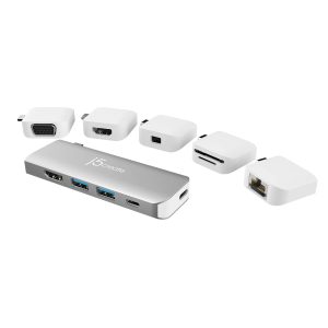 j5create – Modulare Dockingstation – HDMI, USB-C, VGA, 5 abnehmbaren Magnetkits