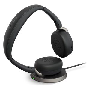 Jabra Evolve2 65 Flex, Ultrakompaktes Stereo Bluetooth Headset Aktive Geräuschunterdrückung (ANC), MS Teams zertifiziert, incl. Bluetooth-Adapter Link