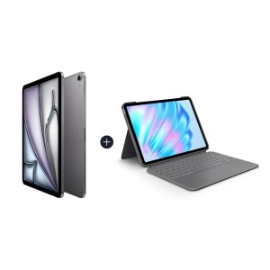 Apple iPad Air 13″ 2024 Wi-Fi + Cellular 128 GB Space Grau MV6Q3NF/A + Logitech Combo Touch Tastatur-Case Grau