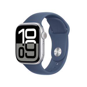 Apple Watch Series 10 GPS 42mm Aluminium Silber Sportarmband Denim – S/M