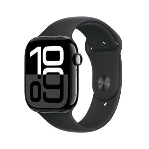 Apple Watch Series 10 GPS 46mm Aluminium Diamantschwarz Sportarmband Schwarz – S/M