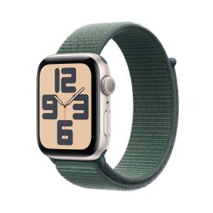 Apple Watch SE GPS 44mm Alu Polarstern Sport Loop Armband Seegrün