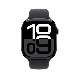 Apple Watch Series 10 LTE 46mm Jet Black Aluminiumgehäuse mit schwarzem Sportarmband – S/M