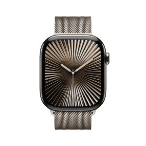 Apple Watch Series 10 LTE 46mm Natural Titangehäuse mit Natural Milanese Loop – S/M