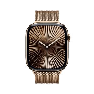 Apple Watch Series 10 LTE 46mm Gold Titangehäuse mit Gold Milanese Loop – M/L