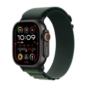 Apple Watch Ultra 2 LTE 49mm schwarzes Titan Gehäuse mit dunkelgrünem Alpin Armband – M