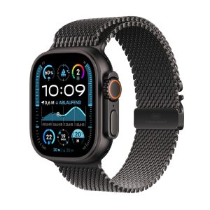 Apple Watch Ultra 2 LTE 49mm schwarzes Titan Gehäuse mit schwarzem Titan Milanese Armband – S