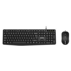 Canyon Tastatur und Maus SET-1, Kabelgebunden, DE-Layout Spritzwassergeschützt, USB-A-Anschluss, Mausauflösung – 1600 DPI