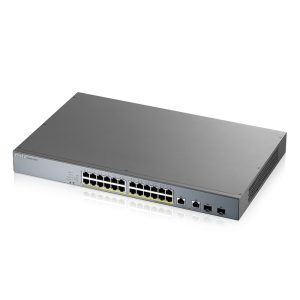 Zyxel GS1350-26HP Smart Managed Switch 24x Gigabit Ethernet (24x PoE+ max. 375 Watt), 2x GbE/SFP, Long Range, inkl. 1 Jahr Nebula Pro