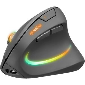 Speedlink PIAVO PRO Beleuchtete Wiederaufladbare Vertikale Ergonomische Maus – kabellos, Gummi-Schwarz