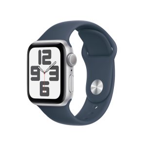 Apple Watch SE (2. Gen) GPS 40mm Alu Silber Sportarmband Sturmblau – S/M