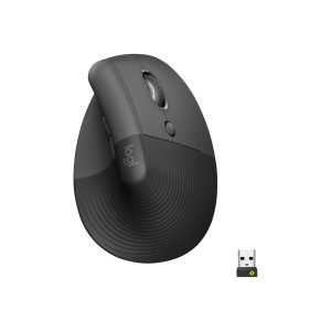 Logitech Mouse Wireless Lift for Business – Vertikale Maus Ergonomisch geformt, Für Rechtshänder, Graphit